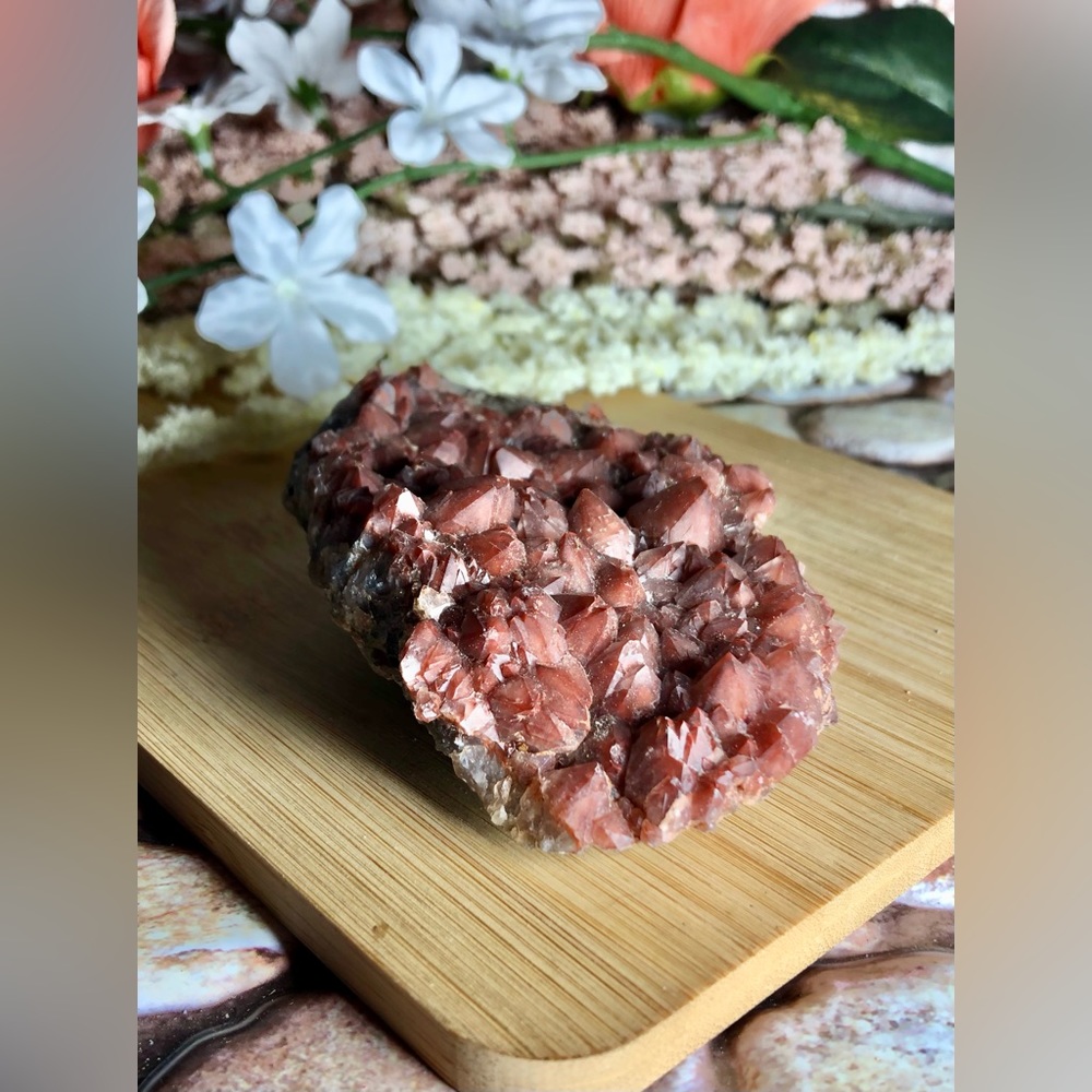 Red Capped Amethyst Cluster Crystal Specimen